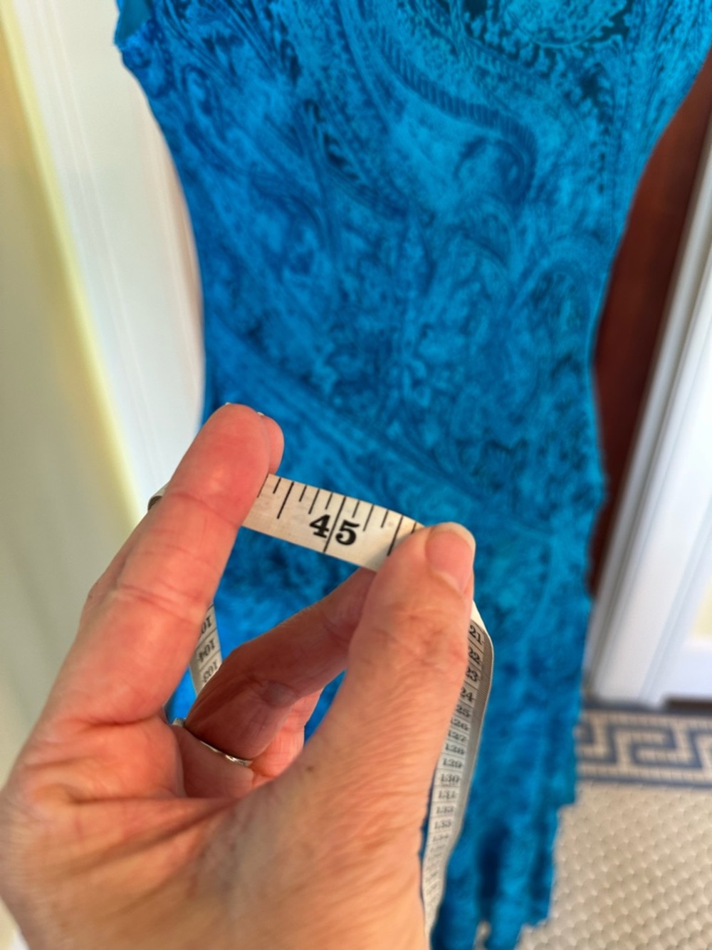 Jones Wear | VTG Blue Paisley Drop Waist Midi Dress - Boho 90s/Y2K, Size 10 - Picture 10 of 10